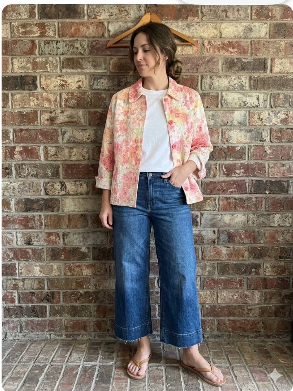 Rebecca Malone Watercolor brocade utility jacket